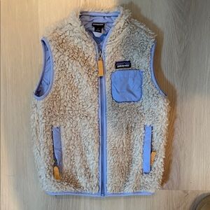 Patagonia Cream and Light Blue Sherpa Vest